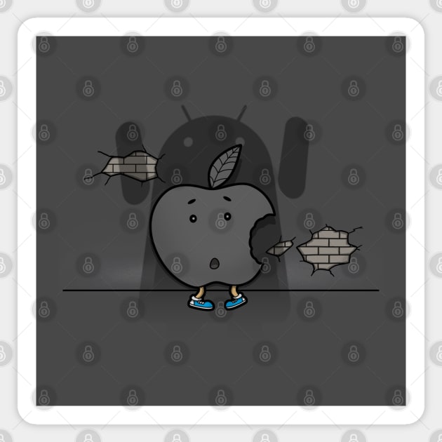 Funny Big Tech Apple Android Rivalry Cartoon Sticker by BoggsNicolas